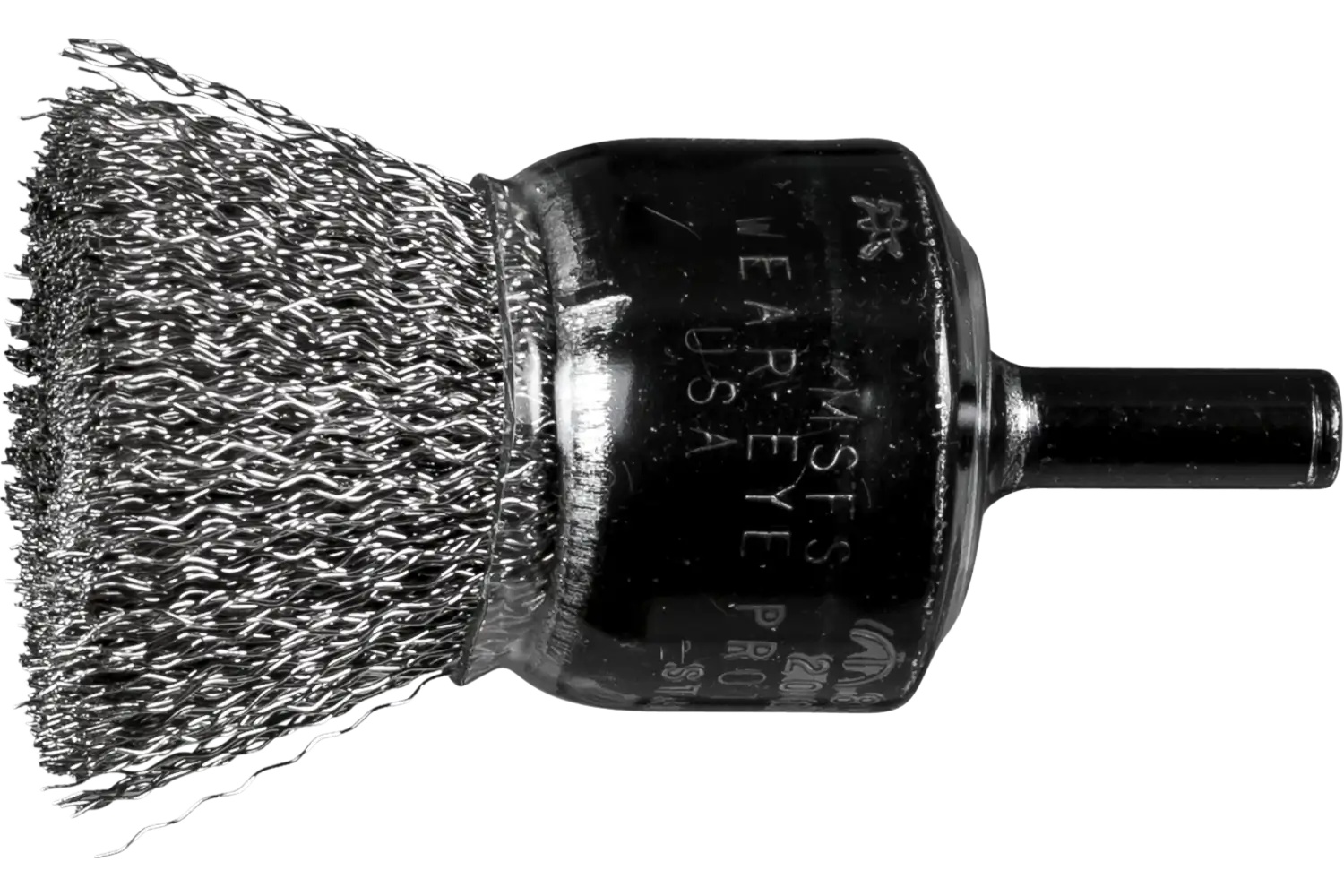 Picture of Pferd Crimped Wire Coated Cup End Brush 1" Dia. .010 Stainless Steel 1/4" Shank